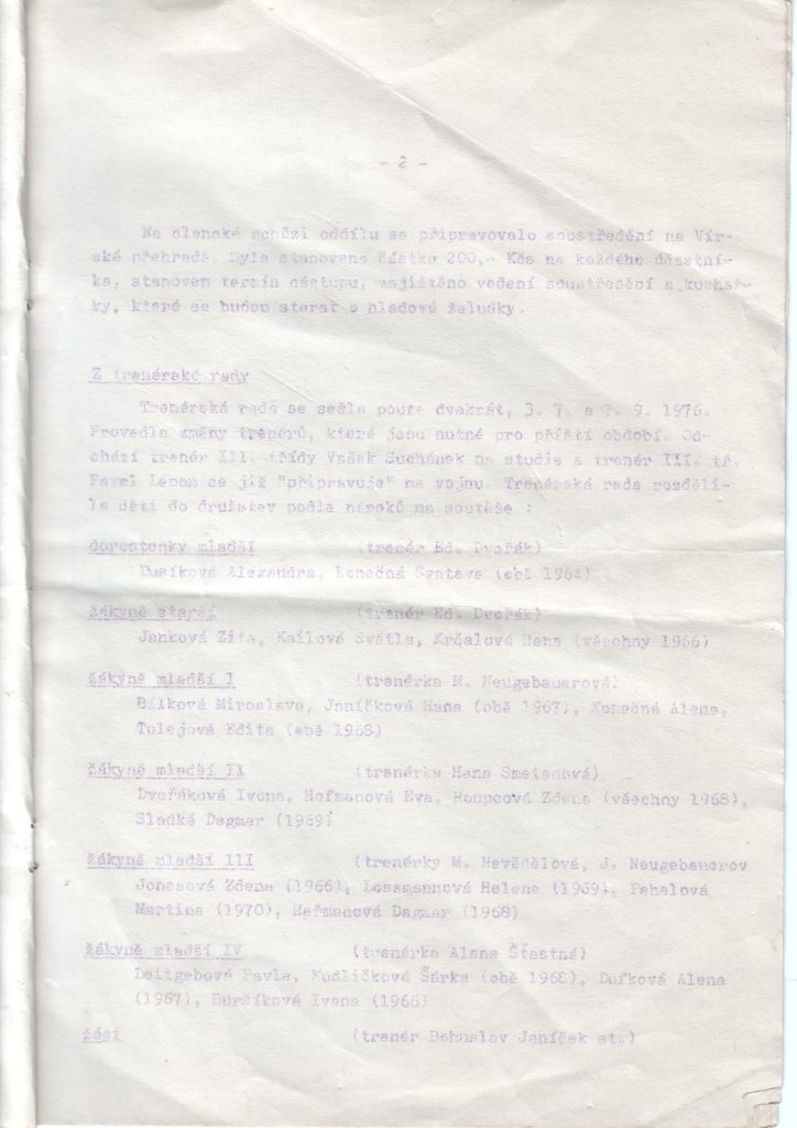 druhá strana G zpravodaje ze září 1976